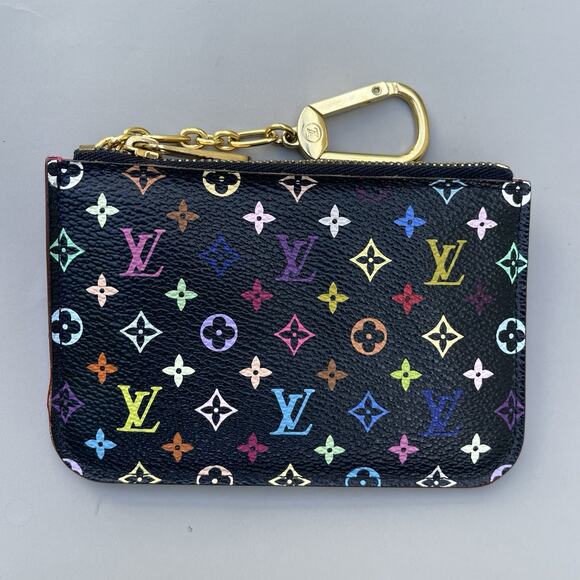 LOUIS VUITTON Monogram Multicolor Black Pochette Cles Coin Case Key Pouch - Picture 1 of 14